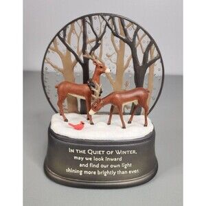 HALLMARK LIGHTED WINTER DEER CARDINAL SNOW SCENE IN THE QUIET OF WINTER RARE
